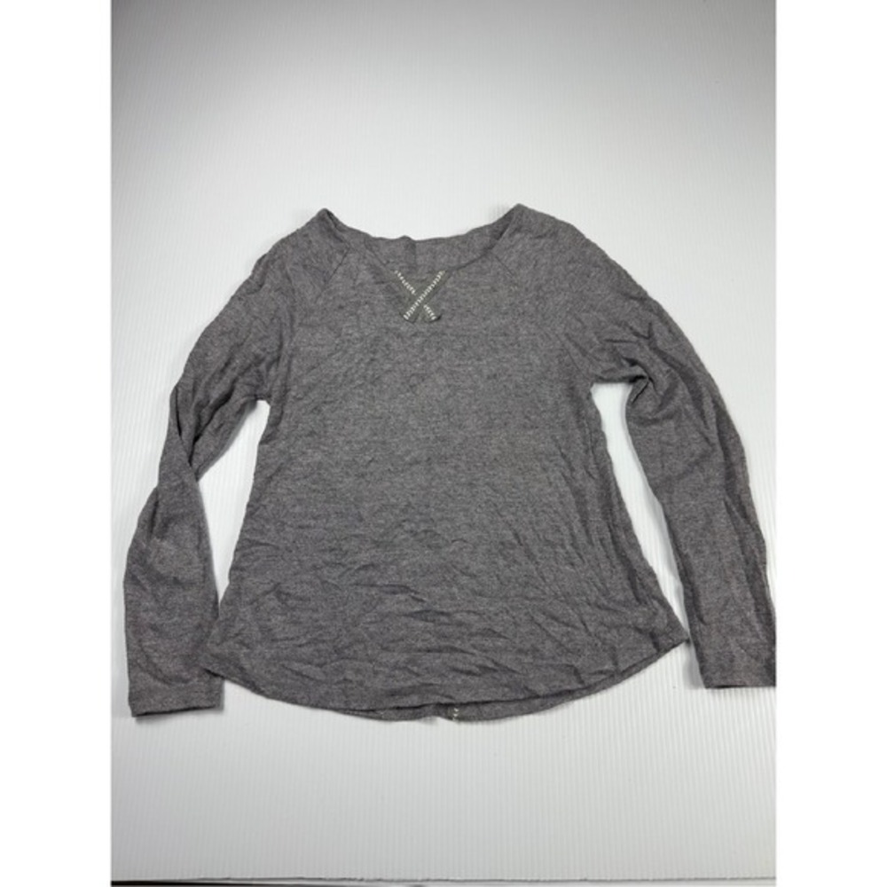 Soft Surroundings Long Sleeve Top Gray Embellished‎ Casual XS
